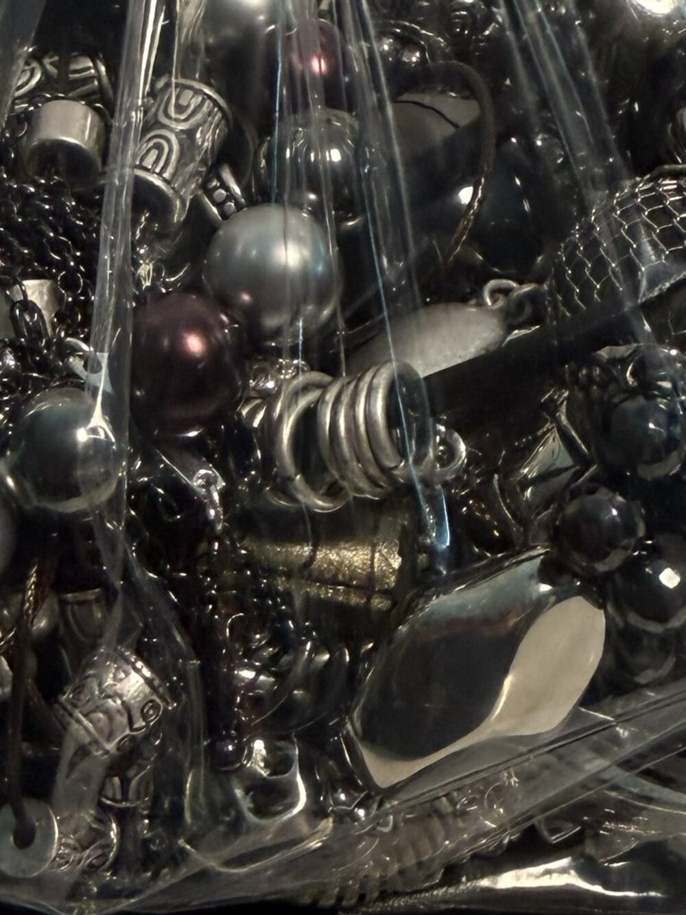 NEW UNUSED Mystery Jewelry Bag Silver and Black Theme